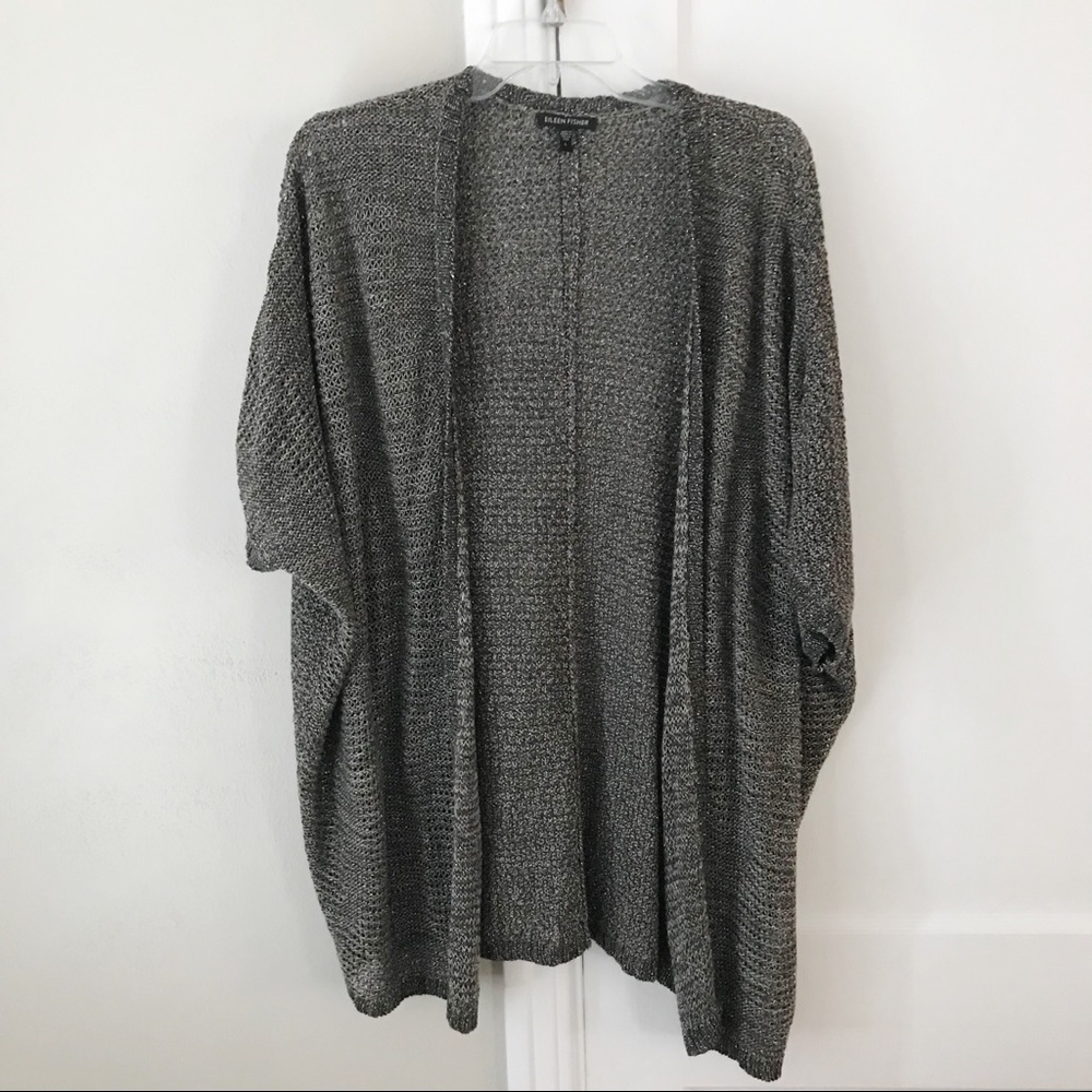 Eileen Fisher | Metallic Dolman Open Knit Cardigan